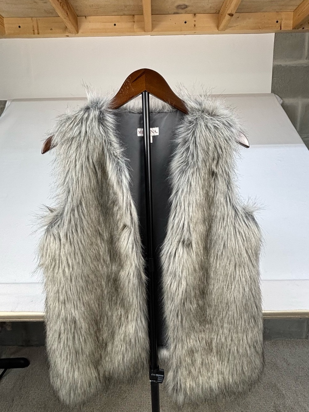 Merona Grey Faux Fur Open Vest